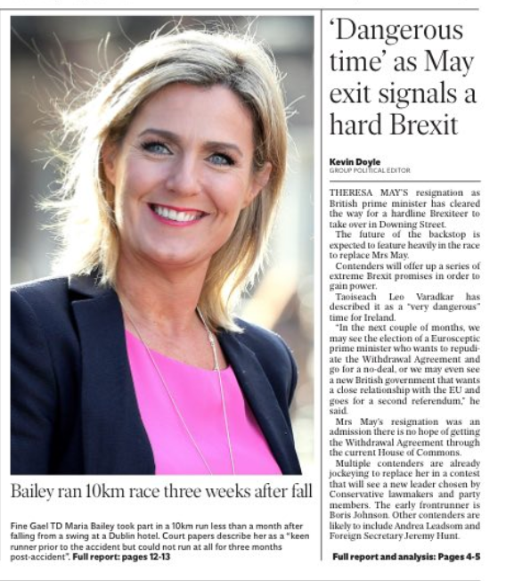 Maria Bailey Front Page Irish Independent