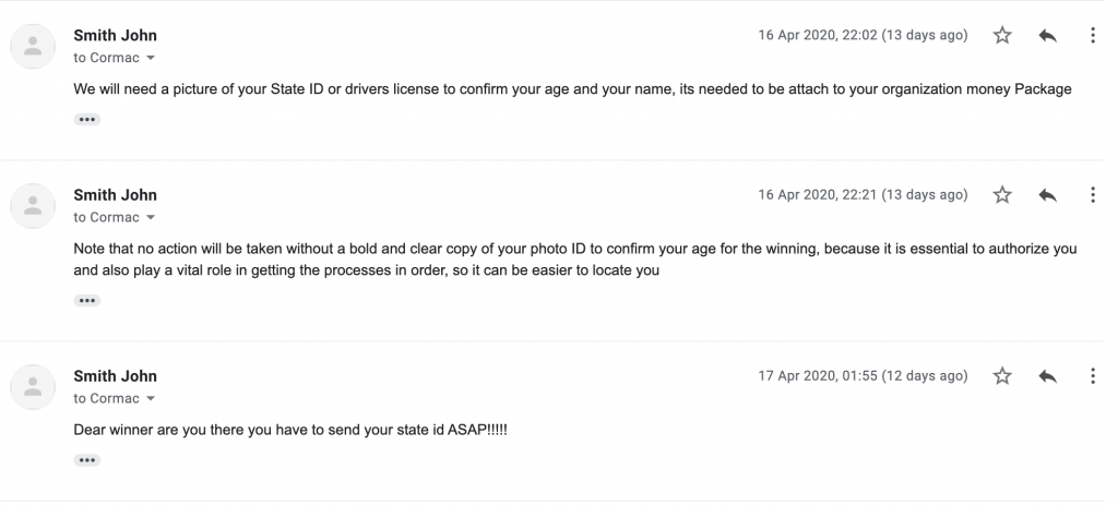 Coronavirus Scam email form 